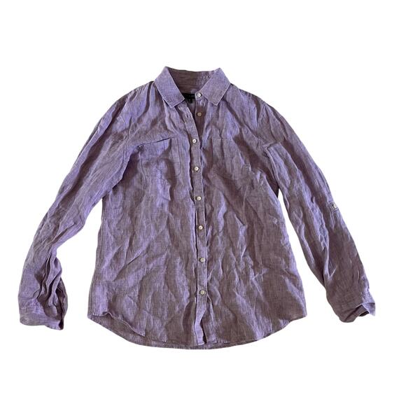 NWT Talbots 100% Linen Purple Long Sleeve Button Down Wmns M - Picture 1 of 8